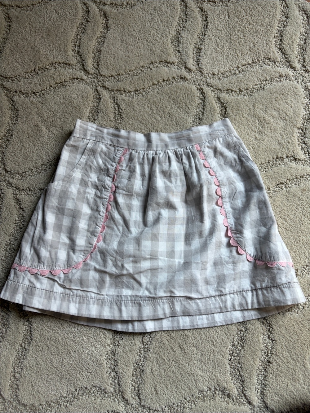 Girls Light Gray Gingham Skirt with Pink Trim - Hannah Kate - Sz 6